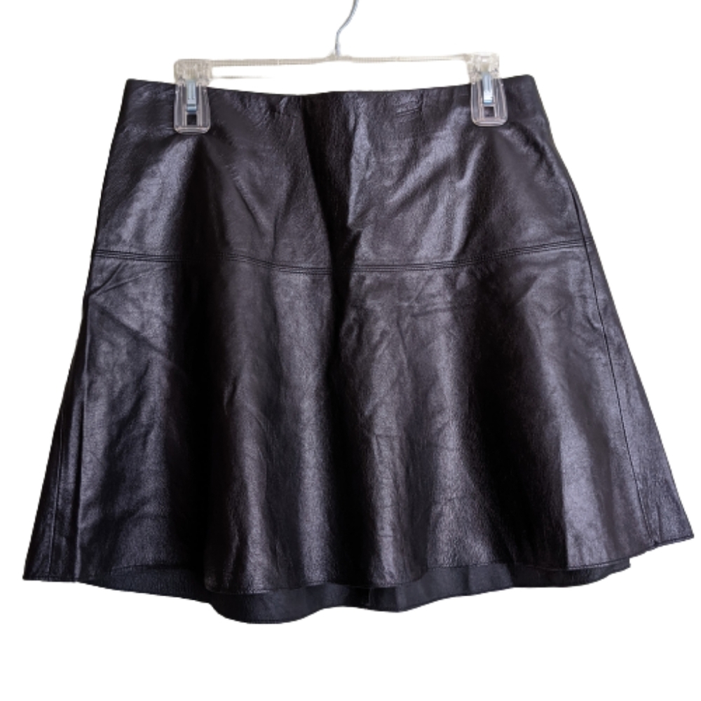 Vince Black Buttery Soft Lamb Leather Fit & Flare Flirty Skirt Black Size 8